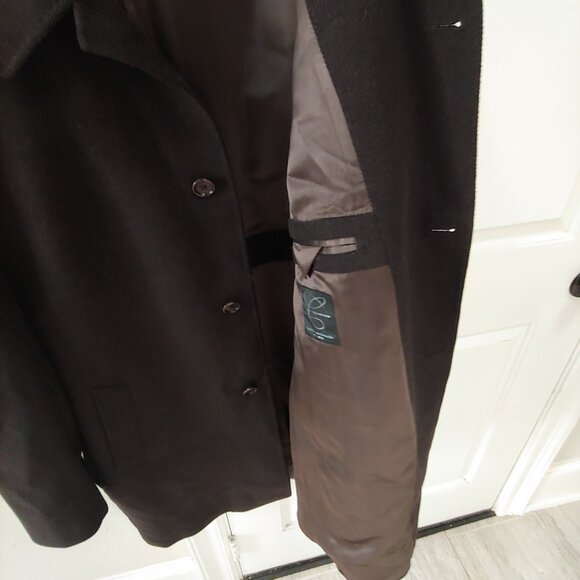 Cardinal Of Canada Wool BlenOvercoat Men 46R Black Luxury Coat Button Up - Picture 5 of 10